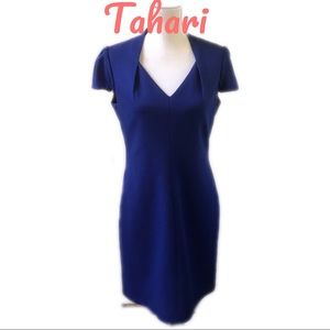 Tahari Blue V-Neck Work Casual Dress 8